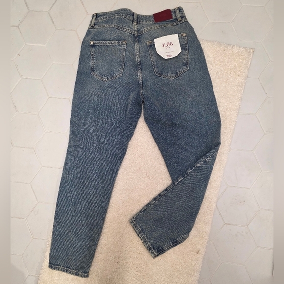 Nwt Zara 100% Cotton High Waisted Jeams Mom Fit Z.06 Us8 - Picture 1 of 13